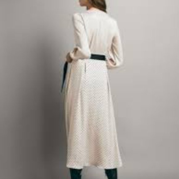 Massimo Dutti Cream Polka Dot Long Sleeve Dress - Picture 5 of 10
